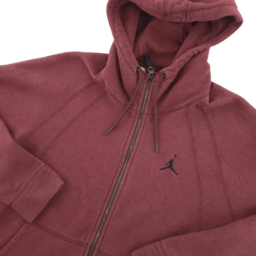 Jordan Hoodie Mens L Red Full Zip Fleece Sweatshirt Jumpman Logo Nike Gym